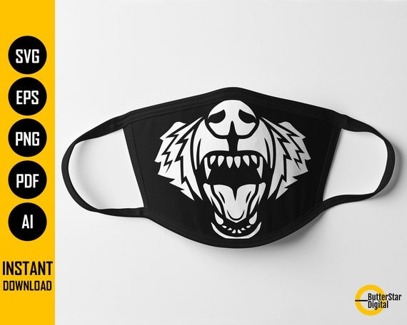 Barking Dog Face Mask SVG Canine Bark Facemask Animal | Etsy