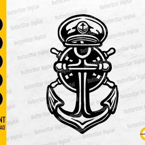 Boat Captain Anchor SVG | Sailing SVG | Sailor T-Shirt Decals Sticker Graphics | Cricut Cutting File Clip Art Vector Digital Png Eps Dxf Ai