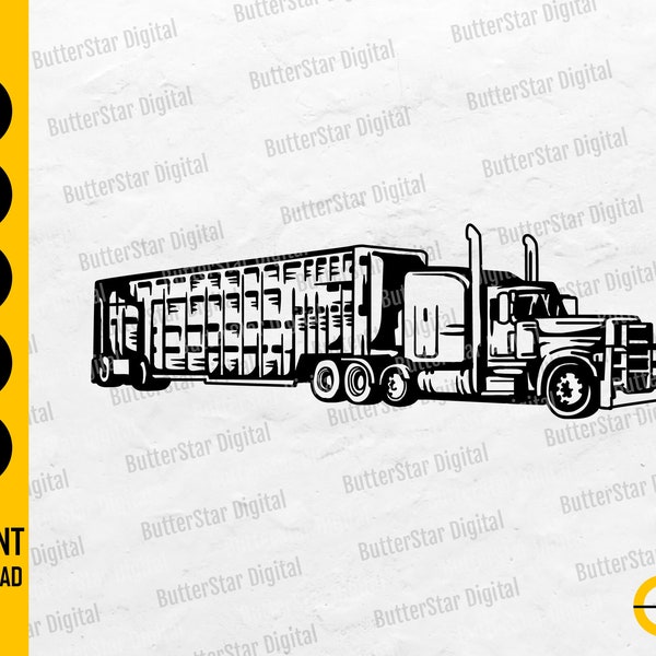 Cattle Truck SVG | Trucker Svg | Semi Truck Vinyl Decals Graphics | Cricut Cut Files Cameo Printables Clipart Vector Digital Dxf Png Eps Ai