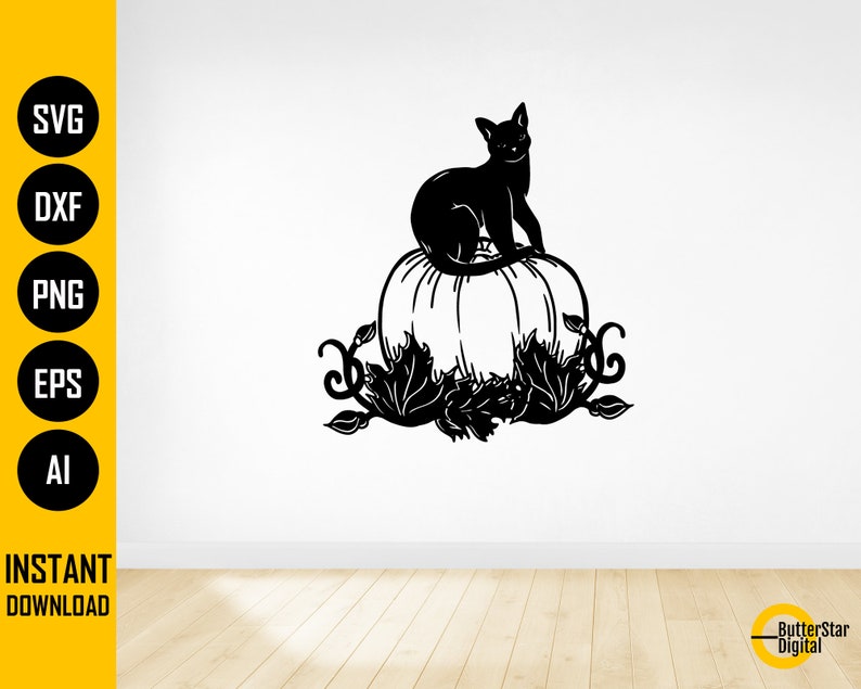 Black Cat on Pumpkin SVG | Halloween SVG | Spooky SVG | Cat Svg ...