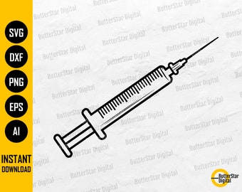 Syringe SVG | Medicine SVG | Injection SVG | Medical Graphics Icon Sign | Cricut Cut Files | Printable Clipart Vector Digital Dxf Png Eps Ai