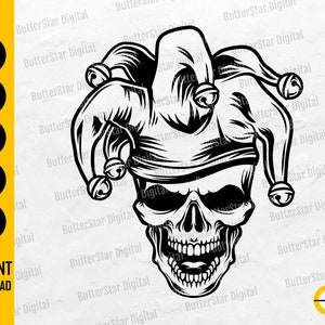 Skull Jester SVG | Clown SVG | Gothic SVG | Circus Svg | Skeleton Svg | Bones Svg | Cut File Printable Clipart Vector Digital Dxf Png Eps Ai