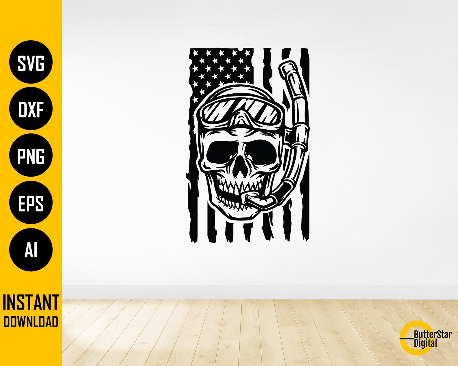 US Snorkel Skull SVG American Diver SVG Snorkeling Tshirt Etsy