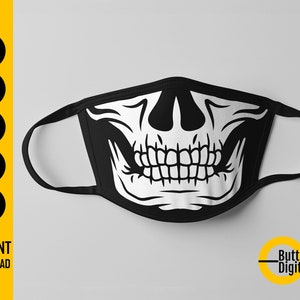 Big Skull Jaw Face Mask SVG | Skeleton Mouth Facemask | Bones Mask | Cricut Cutting File | Clipart Vector Digital Download Png Eps Pdf Ai