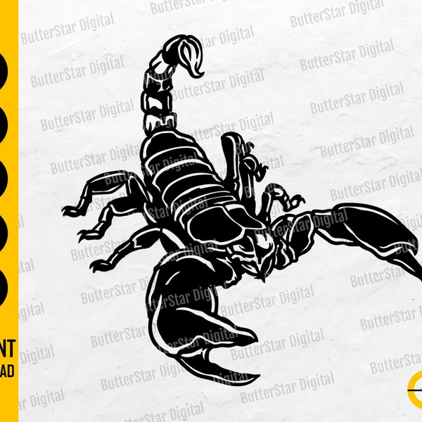 Scorpion SVG | Insect SVG | Animal SVG | Poison Venom Sting Arachnid Stinger | Cutting Files Printable Clipart Vector Digital Dxf Png Eps Ai