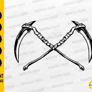 Crossed Scythes SVG | Crossbones SVG | Grim Reaper T-Shirt Vinyl Graphics | Cricut Cut File Printable Clip Art Vector Digital Dxf Png Eps Ai