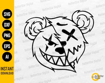 Two-Faced Teddy SVG | Creepy Bear SVG | Cute Cartoon Animal T-Shirt Image Graphics | Cricut Cut Files Clipart Vector Digital Dxf Png Eps Ai