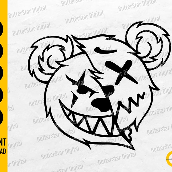 Two-Faced Teddy SVG | Creepy Bear SVG | Cute Cartoon Animal T-Shirt Image Graphics | Cricut Cut Files Clipart Vector Digital Dxf Png Eps Ai