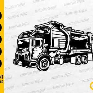 Garbage Truck SVG | Trash Truck SVG | Waste Disposal Vinyl Decal Graphics | Cutting Cut File Printable Clipart Vector Digital Dxf Png Eps Ai