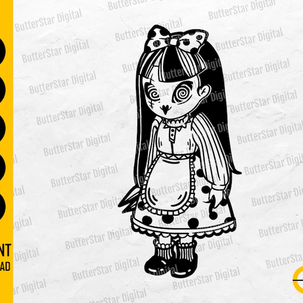 Spooky Girl Doll SVG | Baby SVG | Kids Halloween SVG | Cricut Cutting File Silhouette Cameo Printable Clip Art Vector Digital Dxf Png Eps Ai