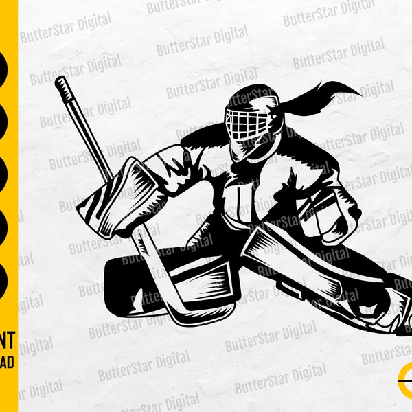 Goalie Girl SVG | Ice Hockey Player Illustration Drawing Vinyl Stencil Graphics | Cricut Cutting File Clip Art Vector Digital Dxf Png Eps Ai