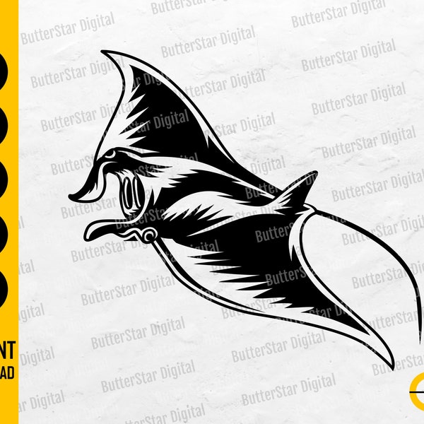 Manta Ray SVG | Stingray SVG | Scuba Diving SVG | Dive Deep Ocean Sea Water Coral Reef | Cutting Files Clipart Vector Digital Dxf Png Eps Ai