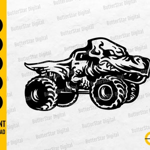 Dino Monster Truck SVG | Muscle Car SVG | Car Decals Wall Art T-Shirt | Cricut Cutting File Silhouette Clipart Vector Digital Dxf Png Eps Ai