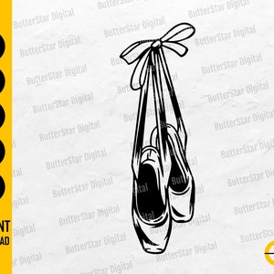 Hanging Ballet Shoes SVG | Dancing Wall Decor Decal Decoration | Cricut Cutting File Cameo Printables Clip Art Vector Digital Dxf Png Eps Ai