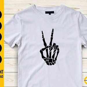Skeleton Hand Peace Sign SVG Bones Tattoo Decal T-shirt Sticker Art ...