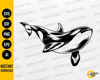 Killer Whale SVG | Wild Orca T-Shirt Vinyl Stencil | Cricut Cutting Files Silhouette Cameo Printables Clip Art Vector Digital Dxf Png Eps Ai