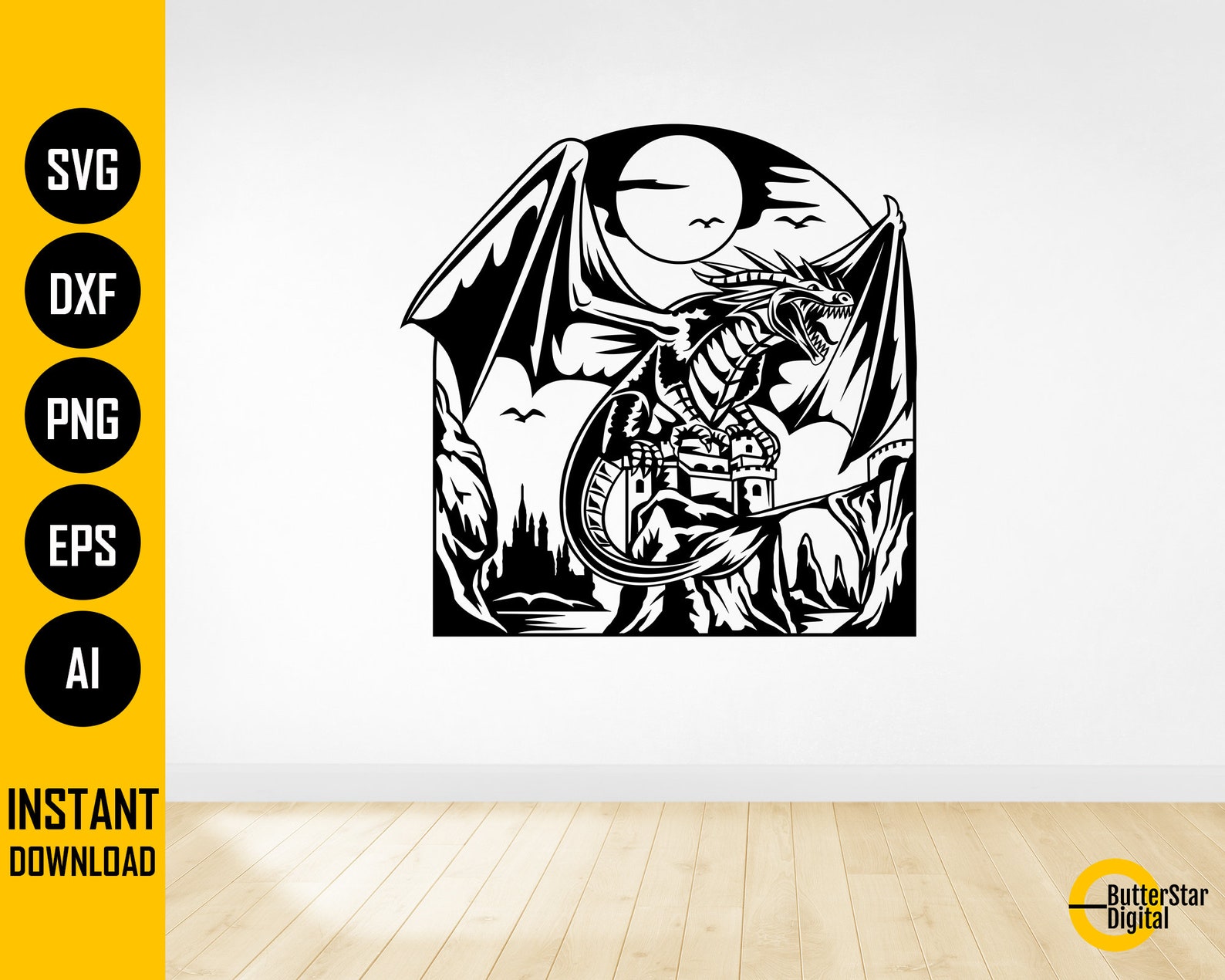 Dragon on A Castle SVG Medieval SVG Knight SVG Chivalry - Etsy