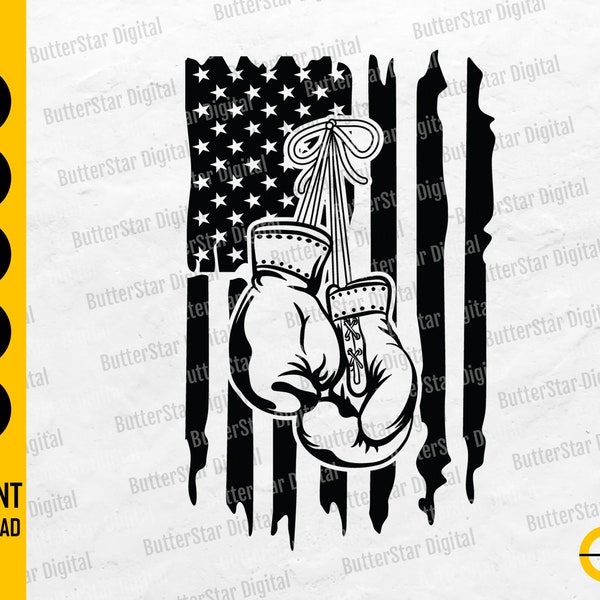 US Boxing Gloves SVG | American Boxer Svg | USA Sports Fighting Fighter | Cricut Cut File | Printable Clipart Vector Digital Dxf Png Eps Ai