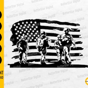 American Soldiers SVG | Us Military Svg | Us Army Svg | US Troops Svg | Cricut Silhouette Cutting File Clipart Vector Digital Png Eps Dxf Ai