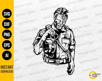 Zombie Cop SVG | Police SVG | Law Enforcement SVG | Justice Svg | Cricut Cut File Silhouette Printable Clipart Vector Digital Dxf Png Eps Ai