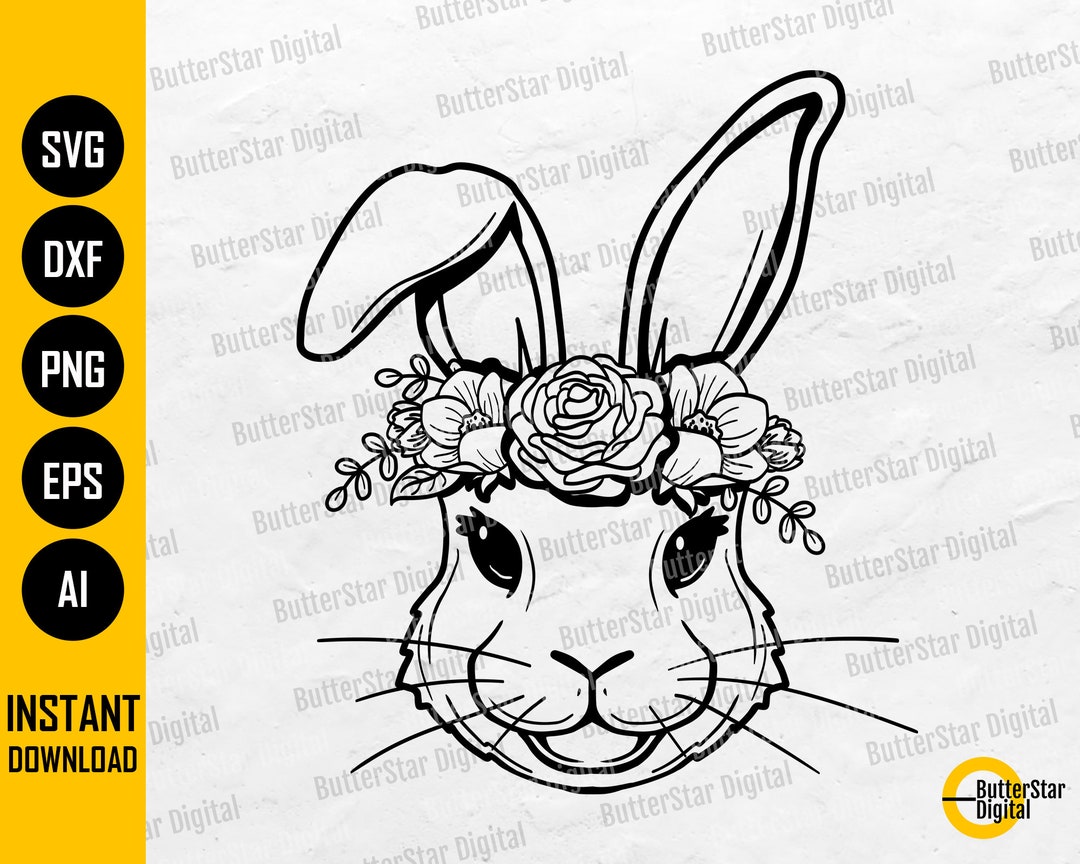 Floral Rabbit Face SVG | Flower Bunny SVG | Cute Animal Shirt Decal Art ...