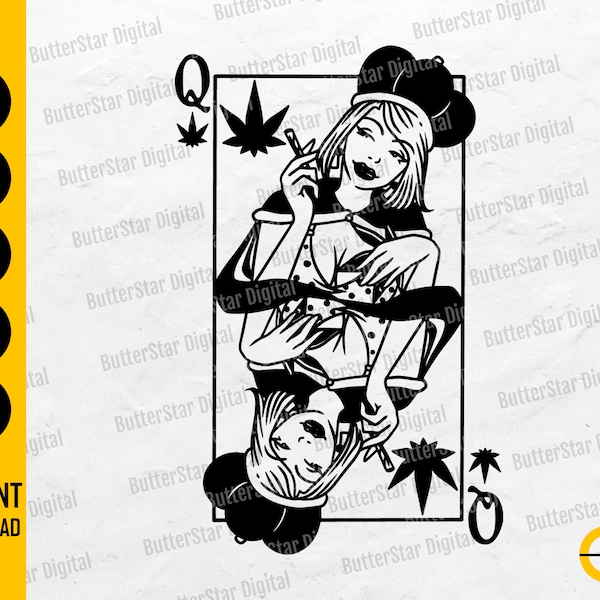 Cannabis Queen Card SVG / Weed Princess SVG / Stoner Girl SVG / Marijuana 420 Dope Kush / Cutting File Clipart Vector Digital Dxf Png Eps Ai