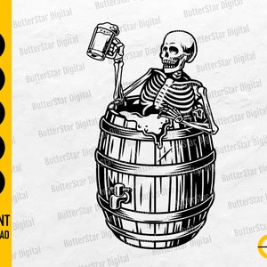 Beer Barrel Skeleton SVG | Party Alcoholic Drink Bar Pub Keg Mug Bottle Drunk Alcohol | Cut Files CnC Clip Art Vector Digital Dxf Png Eps Ai