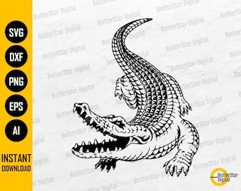Crocodile SVG | Alligator SVG | Reptile Amphibian Gator Croc Zoo Predator | Cricut Cut File Printable Clip Art Vector Digital Dxf Png Eps Ai