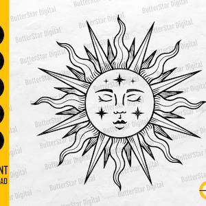 Zon SVG | Celestial Decal T-Shirt Decor Vinyl Stencil Graphics | Cricut Silhouet Cuttable Clip Art Vector Digital Dxf Png Eps Ai