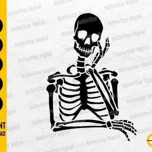 Verveeld skelet SVG | Grappige Gothic Decal T-Shirt Graphics | Cricut Cut Bestand Silhouet Cameo Afdrukbare Clip Art Vector Digitale Dxf Png Eps Ai