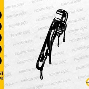Dripping Pipe Wrench SVG | Wrenches SVG | Plumbing Decal T-Shirt Sticker Graphics | Cut File Cuttable Clipart Vector Digital Dxf Png Eps Ai