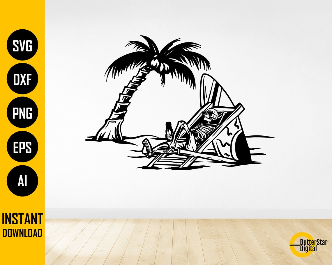 Beach Skeleton SVG | Dead Summer Skull SVG | Tropical Decal T-shirt ...
