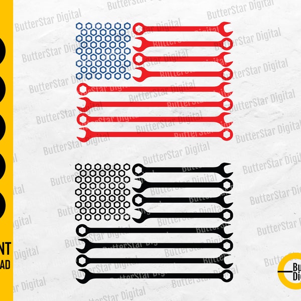 USA Wrench Flag SVG | Patriotic Tools Flag SVG | American Mechanic | Cricut Cutting File Clipart Vector Digital Download Png Eps Pdf Ai