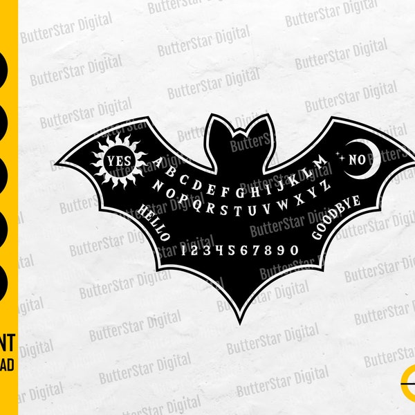 Bat Ouija Bestuur SVG | Spirit Bordspel SVG | Cricut Snijbestanden Silhouette Cameo Afdrukbare Clipart Vector Digitale Download Dxf Png Eps Ai