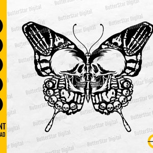 Skull Butterfly SVG Squelette SVG Gothic Decal Shirt Graphics Illustration Cricut Cameo Imprimable Clipart Vector Numérique Dxf Png Eps Ai image 1
