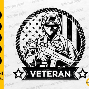 US Veteran SVG | American Combat Soldier | USA Flag | Veterans Day Shirt | Cricut Silhouette Printable Clipart Vector Digital Png Eps Dxf Ai