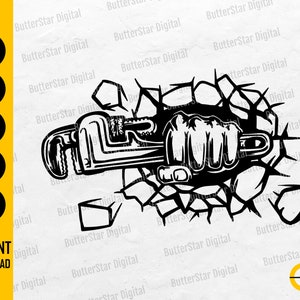 Smash Punch Plumber SVG | Pipe Wrench SVG | Plumbing Decal Sticker T-Shirt | Cricut Cut File Printable Clipart Vector Digital Dxf Png Eps Ai