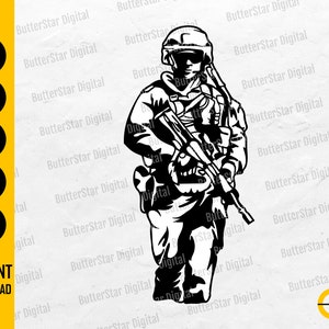 Modern Soldier SVG | Military SVG | Army SVG | Marines Clip Art Decal Graphic | Cutting File Printable Clipart Vector Digital Png Eps Dxf Ai