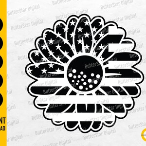 USA Flag Sunflower SVG | 4th Of July SVG | America Svg | Cricut Cutting File Silhouette Cameo Clipart Vector Digital Download Dxf Png Eps Ai