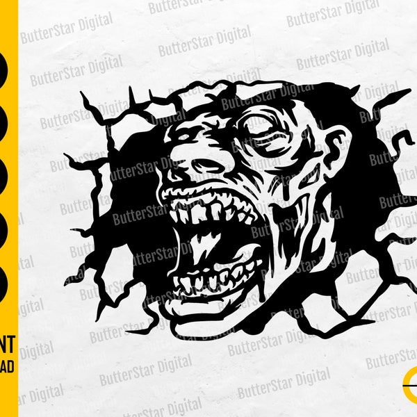 Monster Attack SVG | Scary Halloween Wall Art Decal Sticker Decoration | Cricut Cutting File Cuttable Clip Art Vector Digital Dxf Png Eps Ai