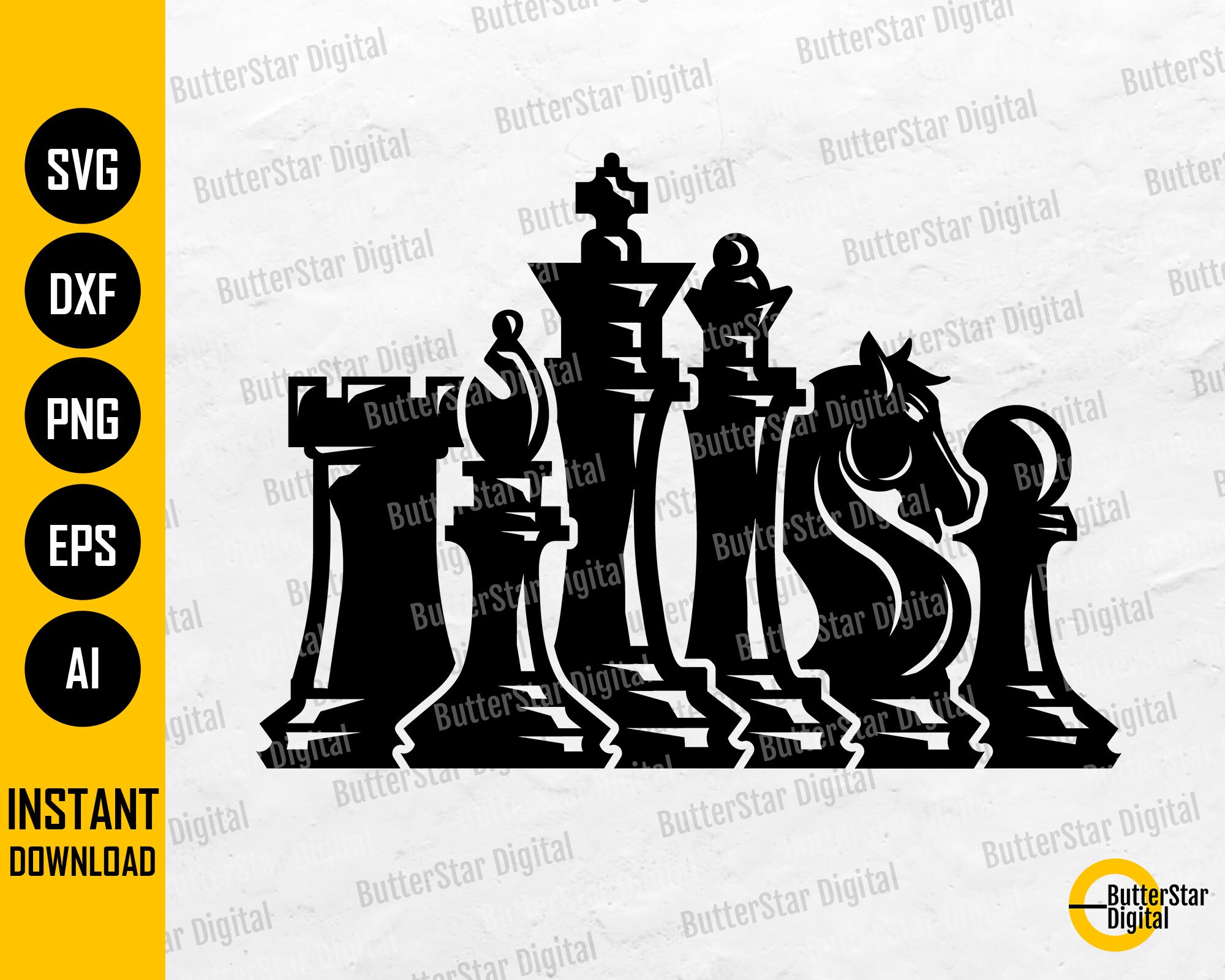 Chess King and Queen SVG Vector Cut File and PNG Transparent