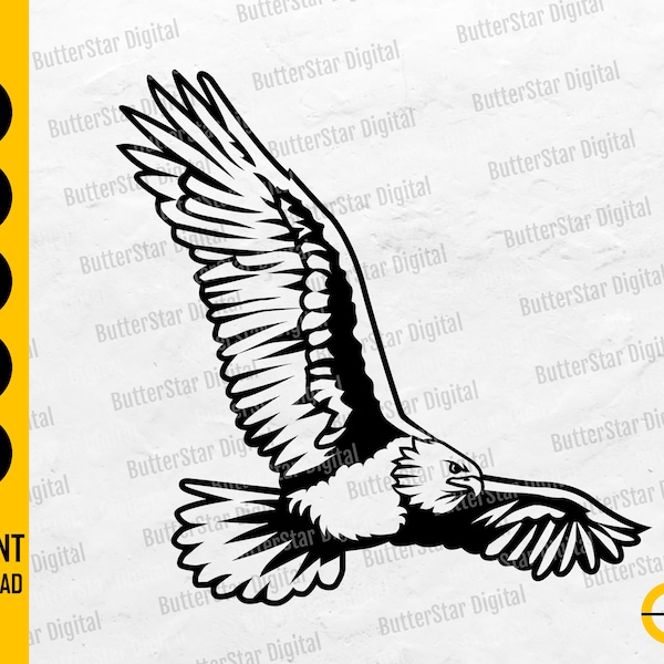 Flying Eagle SVG | Bird SVG | Forest SVG | Animal Svg | Beak Wings Soar Feather Sky Fly | Cutting File Clipart Vector Digital Dxf Png Eps Ai