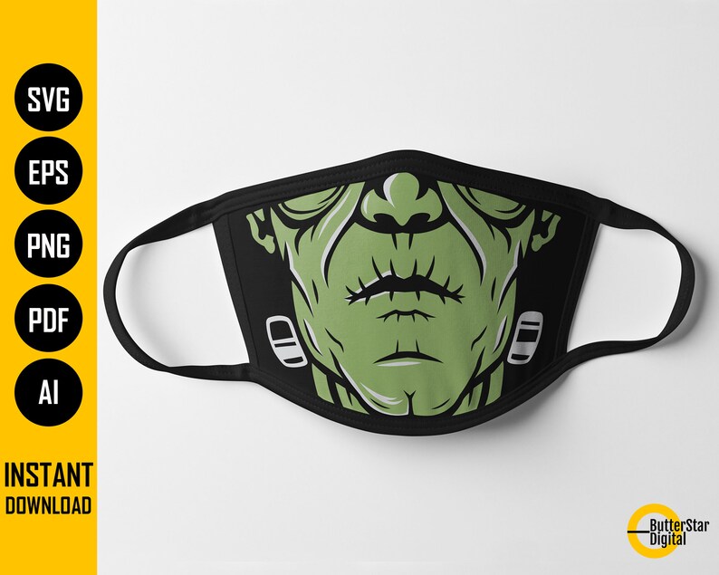 Download Frankenstein Monster Face Mask SVG Halloween Facemask | Etsy