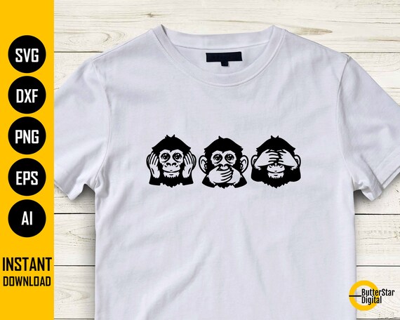 Three Wise Monkeys SVG | See No Evil Hear No Evil Speak No Evil
