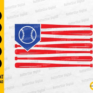 USA Baseball Flag SVG | Home Plate SVG | Baseball T-Shirt Sticker Decal | Cricut Cutting File Cuttable Clipart Vector Digital Dxf Png Eps Ai