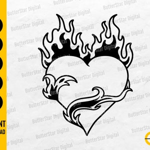 Flaming Heart SVG | Heart on Fire SVG | Love Vinyl Decal T-shirt Wall ...