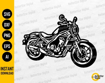 Motorcycle SVG | Motor Bike SVG | Chopper SVG | Motorbike Biker Rider Riding | Cutting Files Printable Clipart Vector Digital Dxf Png Eps Ai