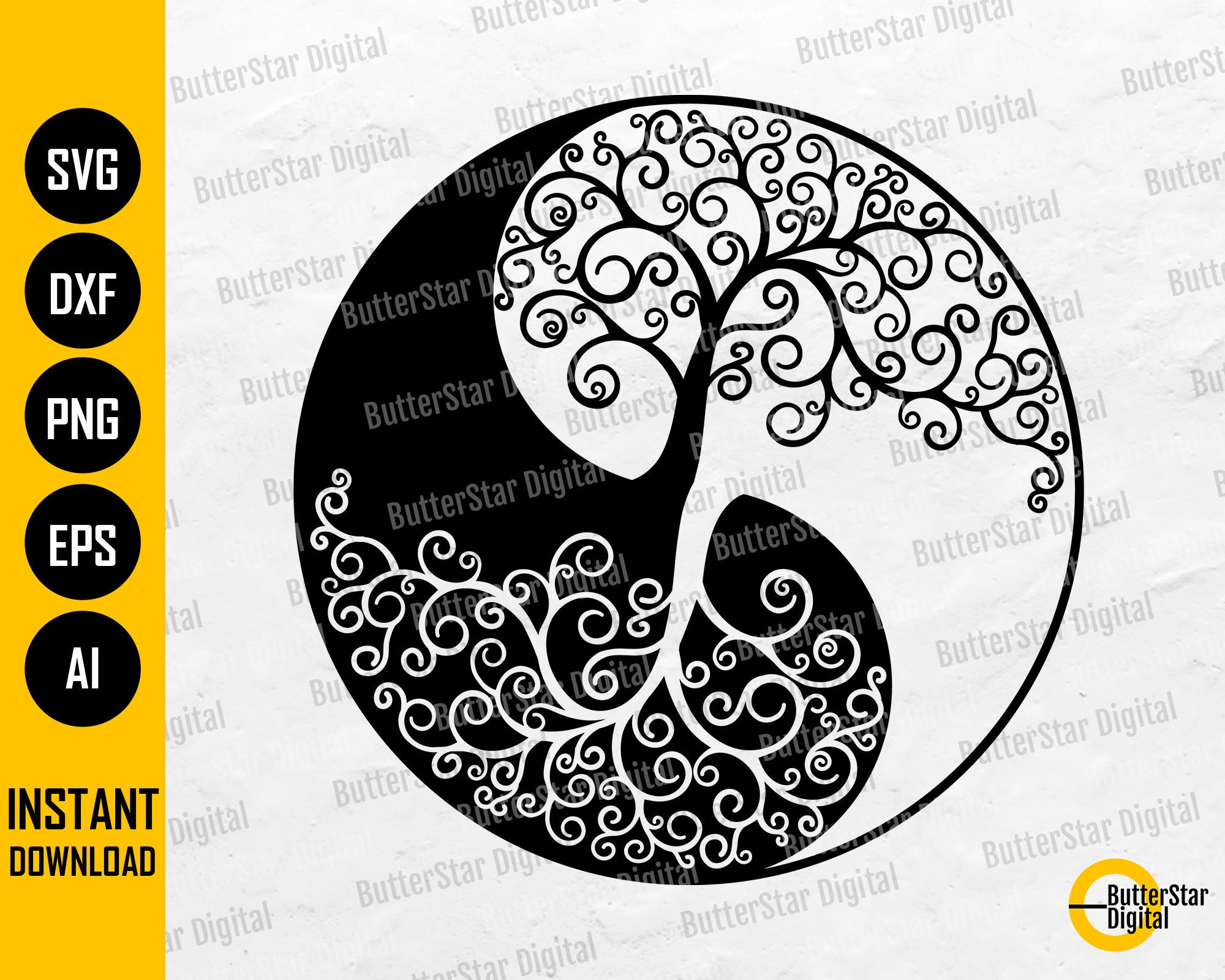 Tatouage Yin Yang Arbre De Vie Arbre Yin Yang SVG Ying Yang SVG Equilibre Harmonie Nature - Etsy France