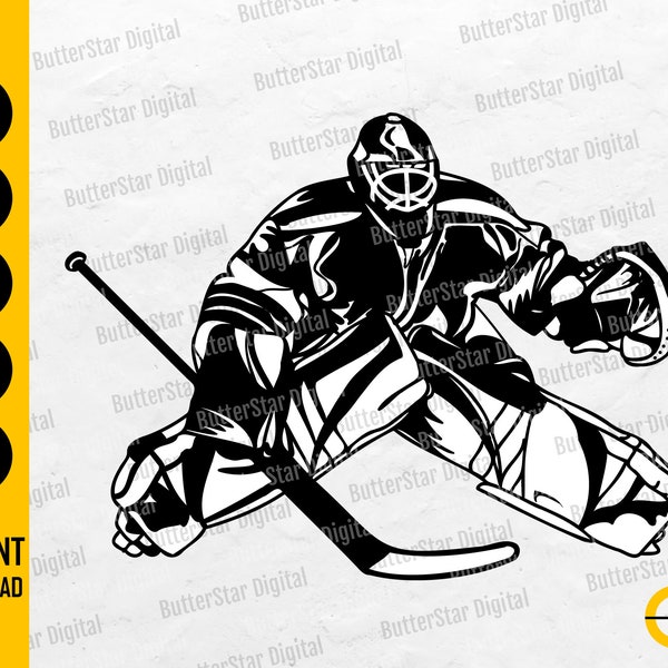 Hockey Goalie SVG | Hockey Player Illustration Drawing Decal Vinyl | Cricut Cutting File | Printable Clipart Vector | Digital Png Eps Dxf Ai