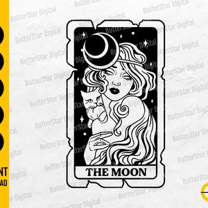 The Moon Tarot Card SVG | Magical SVG | Magic Illustration SVG | Cricut Cut Files Silhouette Printable Clipart Vector Digital Dxf Png Eps Ai